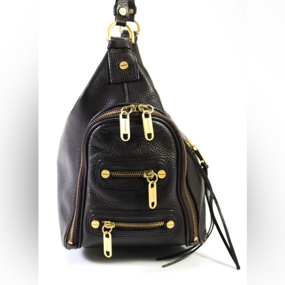 NWOT genuine leather brown pebbles Alexis Hudson Handbag gold toned hardware - Picture 3 of 16